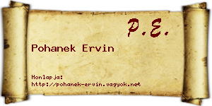Pohanek Ervin névjegykártya