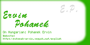 ervin pohanek business card